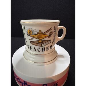 VNTG Pedestal Mug Teacher Lamp of Knowledge MCM Design w/ Gold Trim Kobler Japan